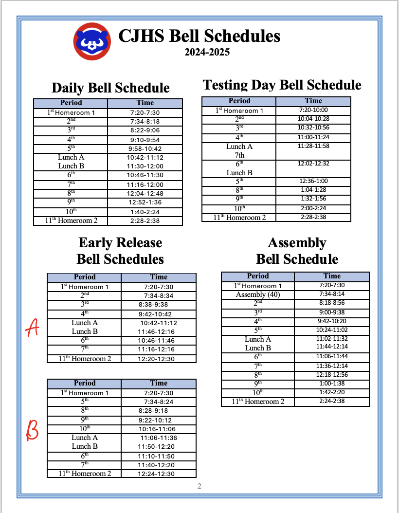 CJHS Bell Schedule